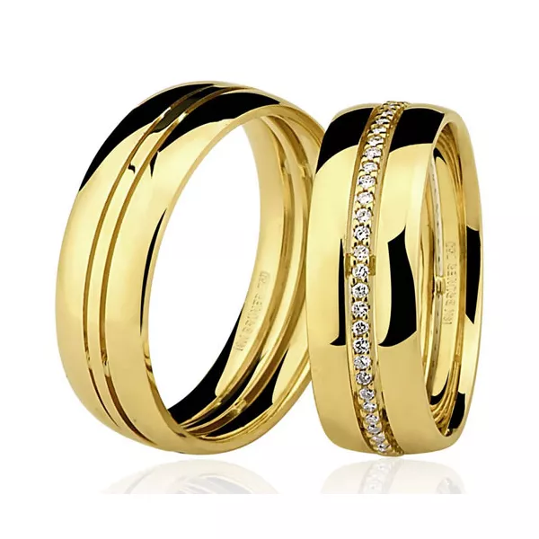 Alianças em Ouro 18k Glow com Brilhantes 14.0g 7.0mm